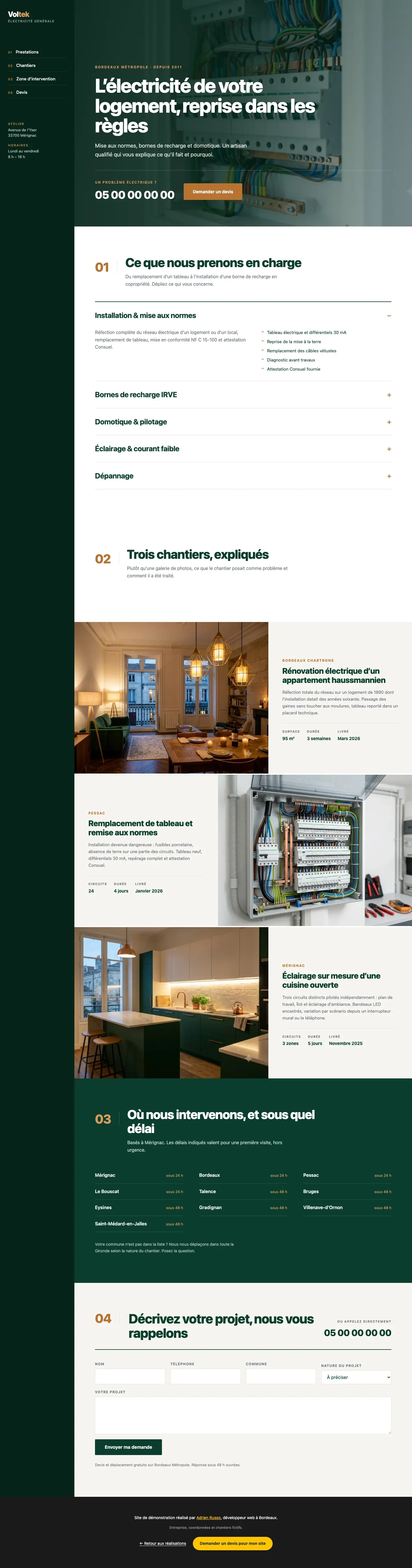 Site Voltek, sur ordinateur et sur téléphone